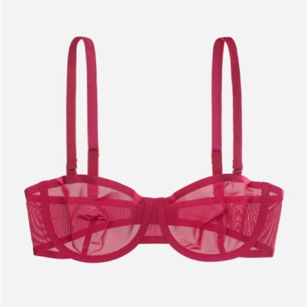 Cuup The Balconette Mesh Underwire Bra 30G in Hot Pink